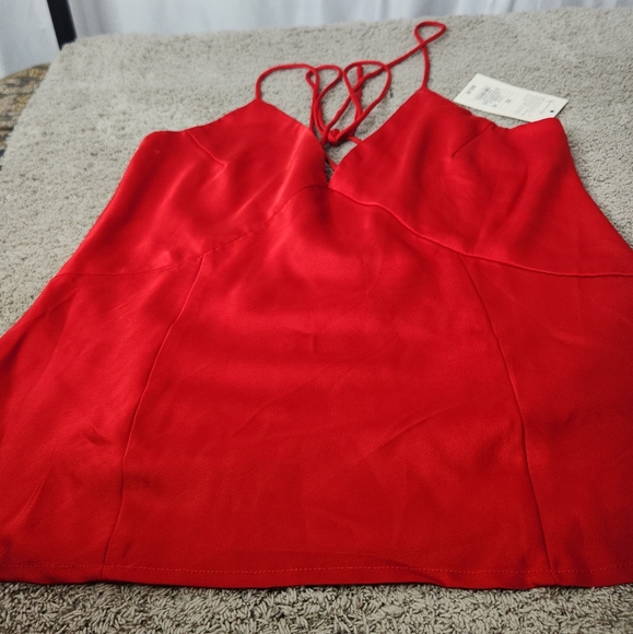 Women's Slim Fit V-Neck Satin Cami Blouse - A New Day Red XS - Picture 4 of 10
